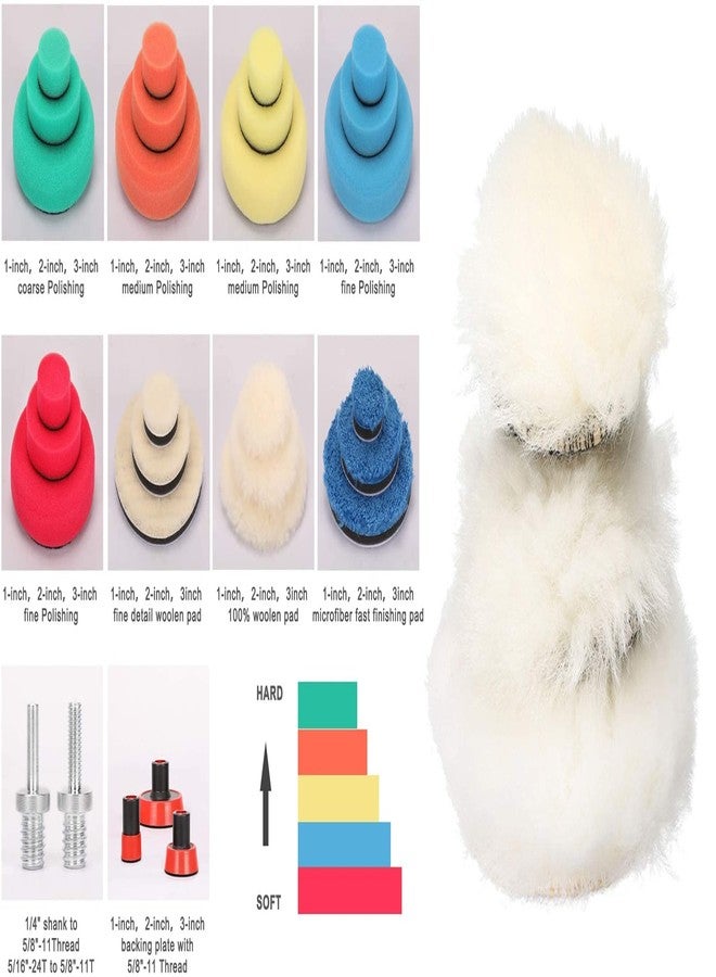 دي آي واي كرافتس مجموعة أدوات تلميع يدوية الصنع، وزن 100 غرام، مقاس 2 بوصة، تتضمن 9-15 قطعة تلميع، مناسبة لمثقاب مقاس 1/2/3 بوصة، مع محول وسادة دعم M14، وسادات تلميع خارجية للأدوات الكهربائية (100 غرام، مقاس 2 بوصة) - Image 4